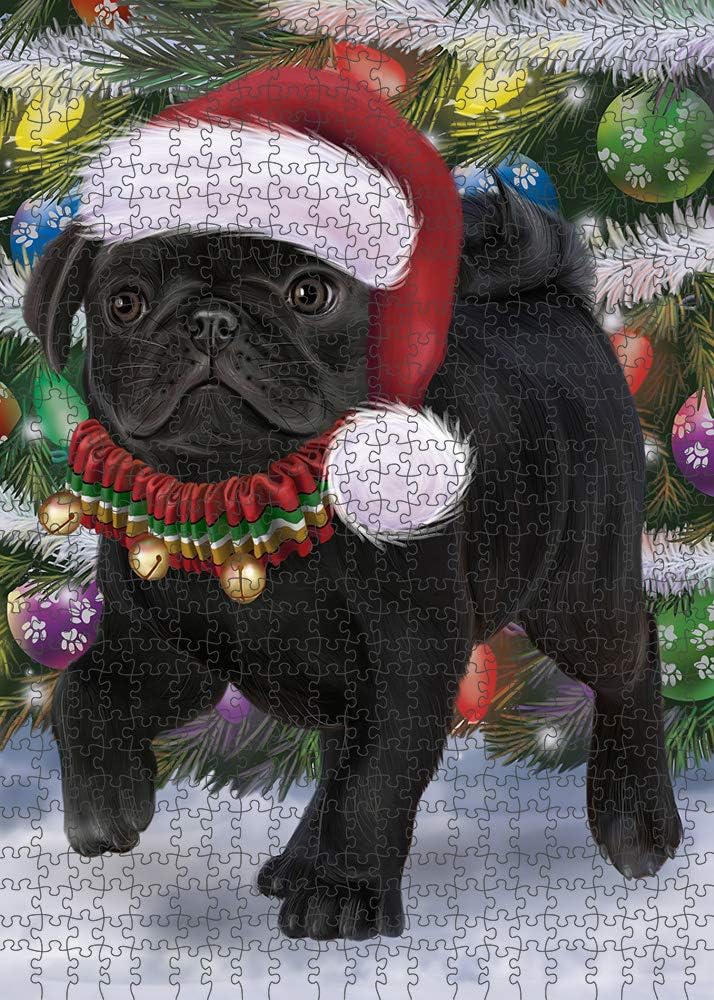 Christmas Trotting in The Snow Pug Dog Jigsaw Puzzle for Adults - Animal Printed Interlocking Puzzle Game Artwork - Gift for Dog Lover's -1000 Pcs 29.5"x19.7", PZLE54187
