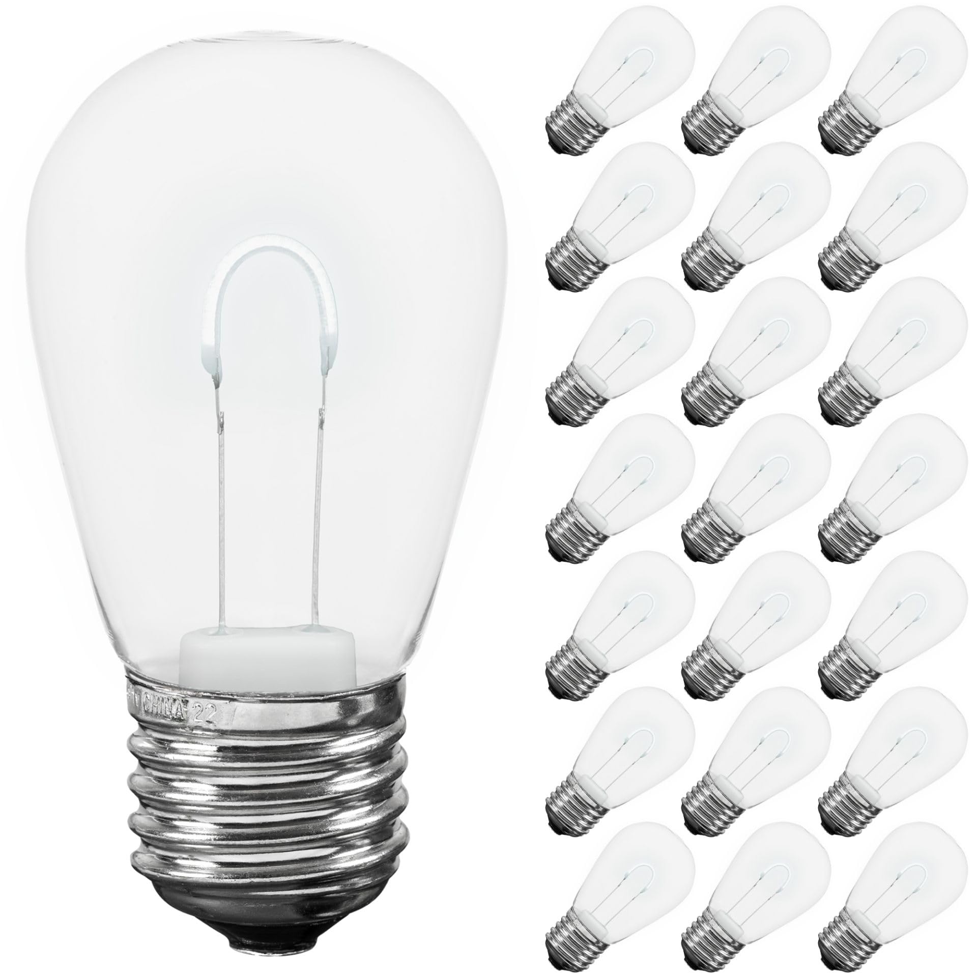 Novelty Lights 25 Pack S14 LED Plastic Flex Filament Outdoor Patio