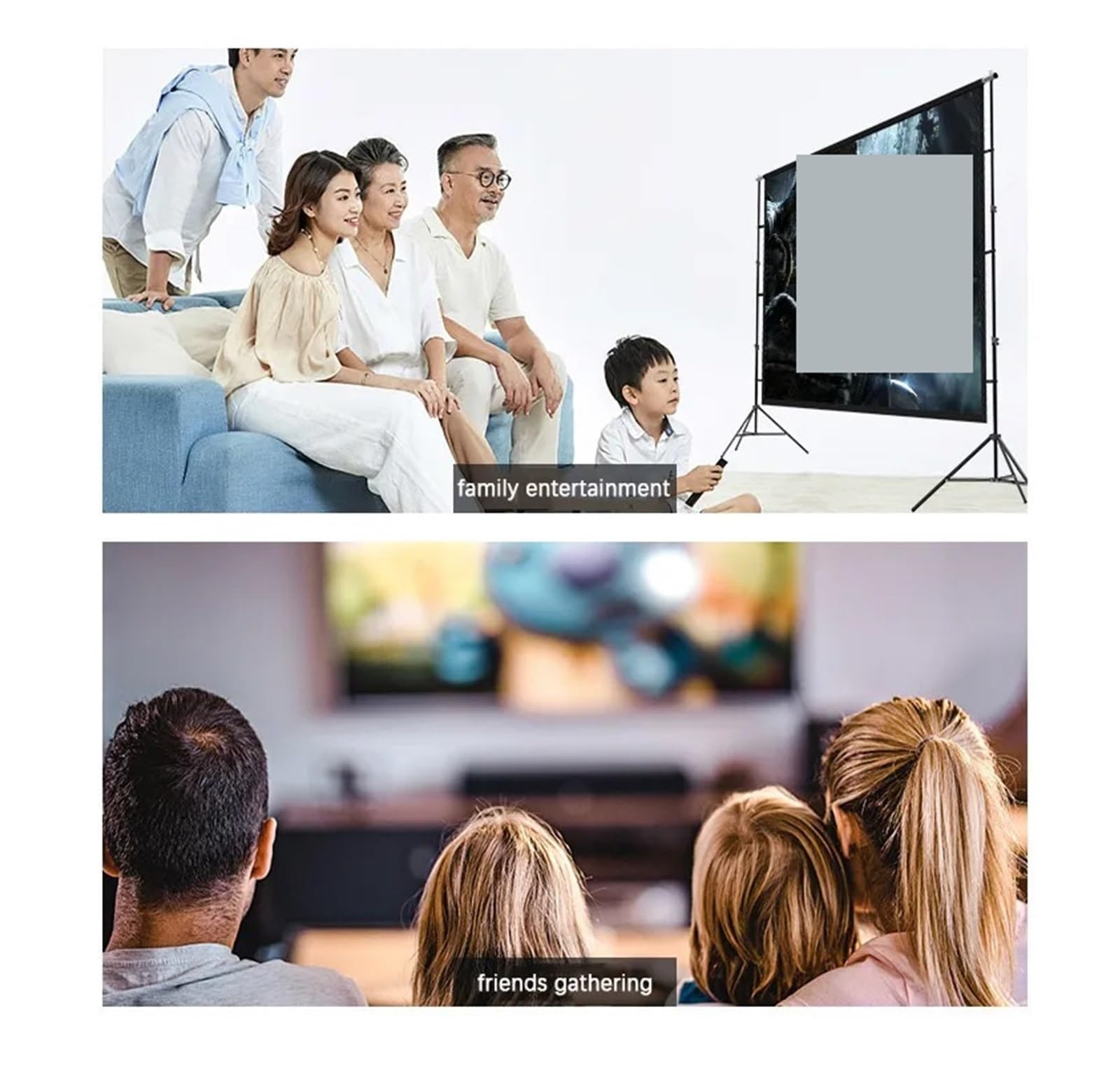 Ekran Projekcyjny, Ekran projektora ze stojakiem 100/120 cali przenośny ekran projekcyjny 16:9 4K HD tylne projekcje z przodu filmów torbą do noszenia(150 inch)