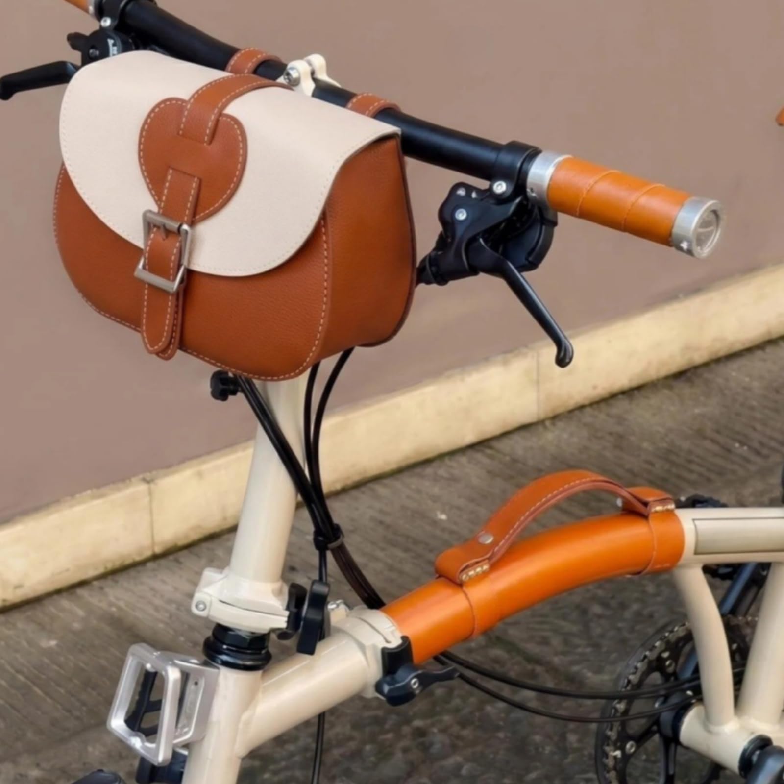 Sacoche Avant pour Vélo Rétro | Fermeture par Boucle Métallique, Compact, Sacoche pour Vélo Pliant, Cyclisme Urbain, déplacement quotidien à vélo
