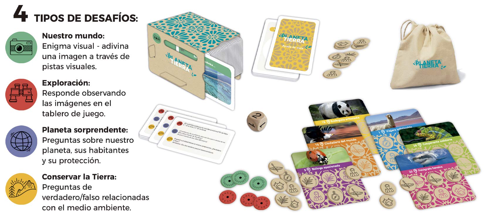 Educa - Planeta Tierra, Juego de Mesa Familiar con 700 Preguntas realizado con Materiales 100% reciclados (18707)