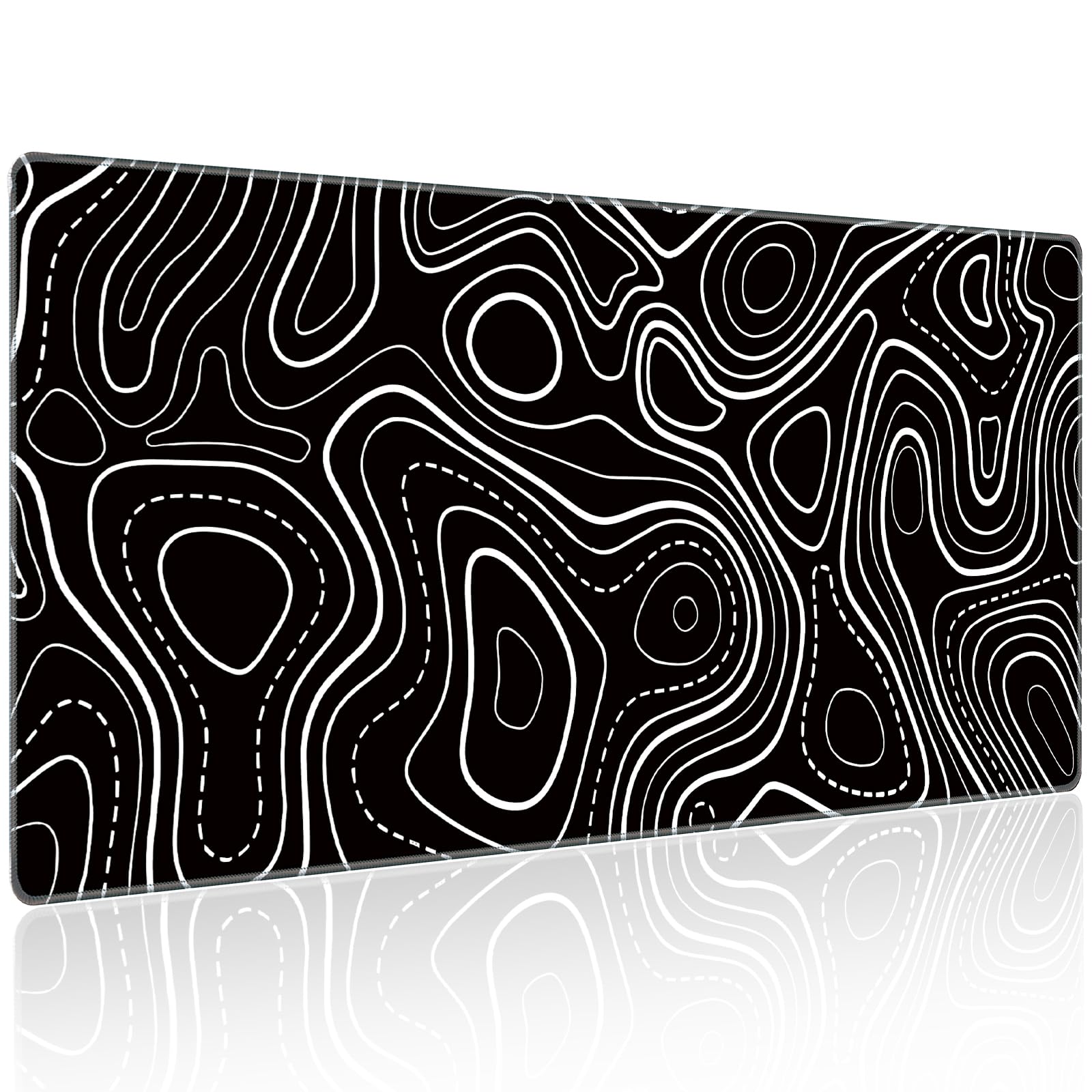 Topographic Mouse Pad, Extended Big Topographic Mousepad Keyboard Mat, Professional Large Gaming Mouse Pad Smooth Surface & Non-Slip Base for Optimal Control, Reinforcement Sewn Edges Mousepad