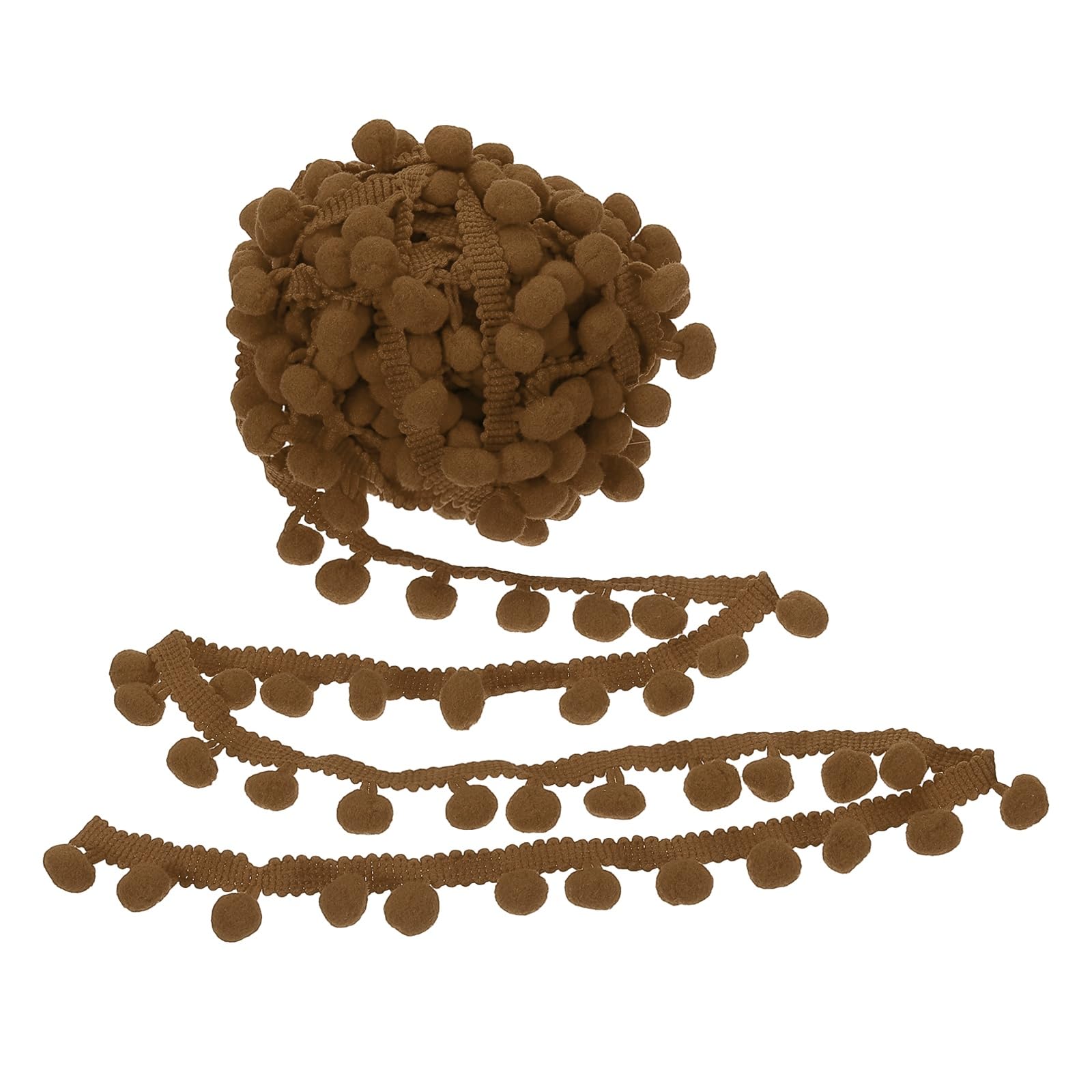 PATIKIL 10 Yard x 1 Inch Pom Pom Ball Fringe Trim, 1 Roll Embroidered Pompoms Trim Ribbon Mini Ball Tassel Lace Accessory for Sewing DIY Crafts Home Curtain Decoration, Khaki