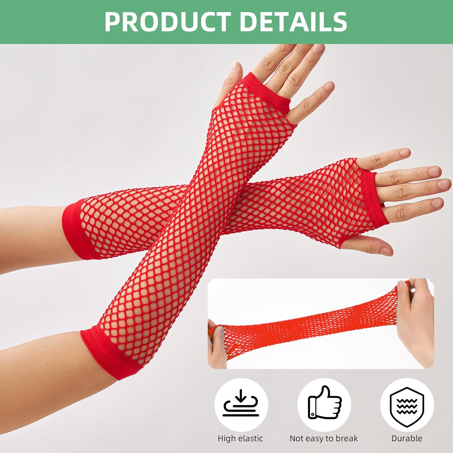 OTPEH 6 Pairs Long Fishnet Gloves Fingerless Arm Sleeves Scene Accessories For Women