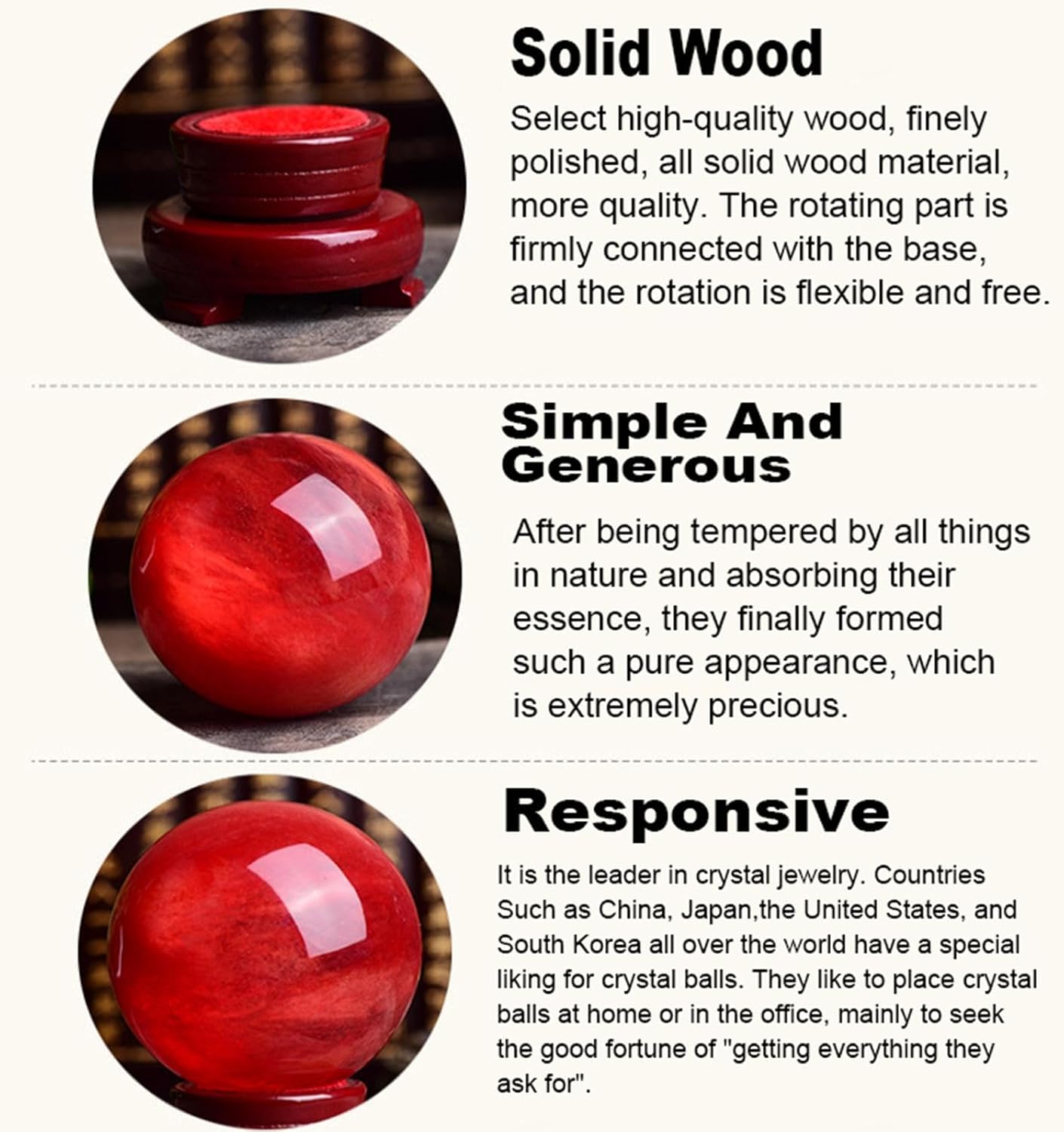 Red Crystal Ball,Polished Divination Ball Decorative Sphere with Wood Stand Crystals Ball Stone for, Witchcraft Halloween,Home Decorations,130mm
