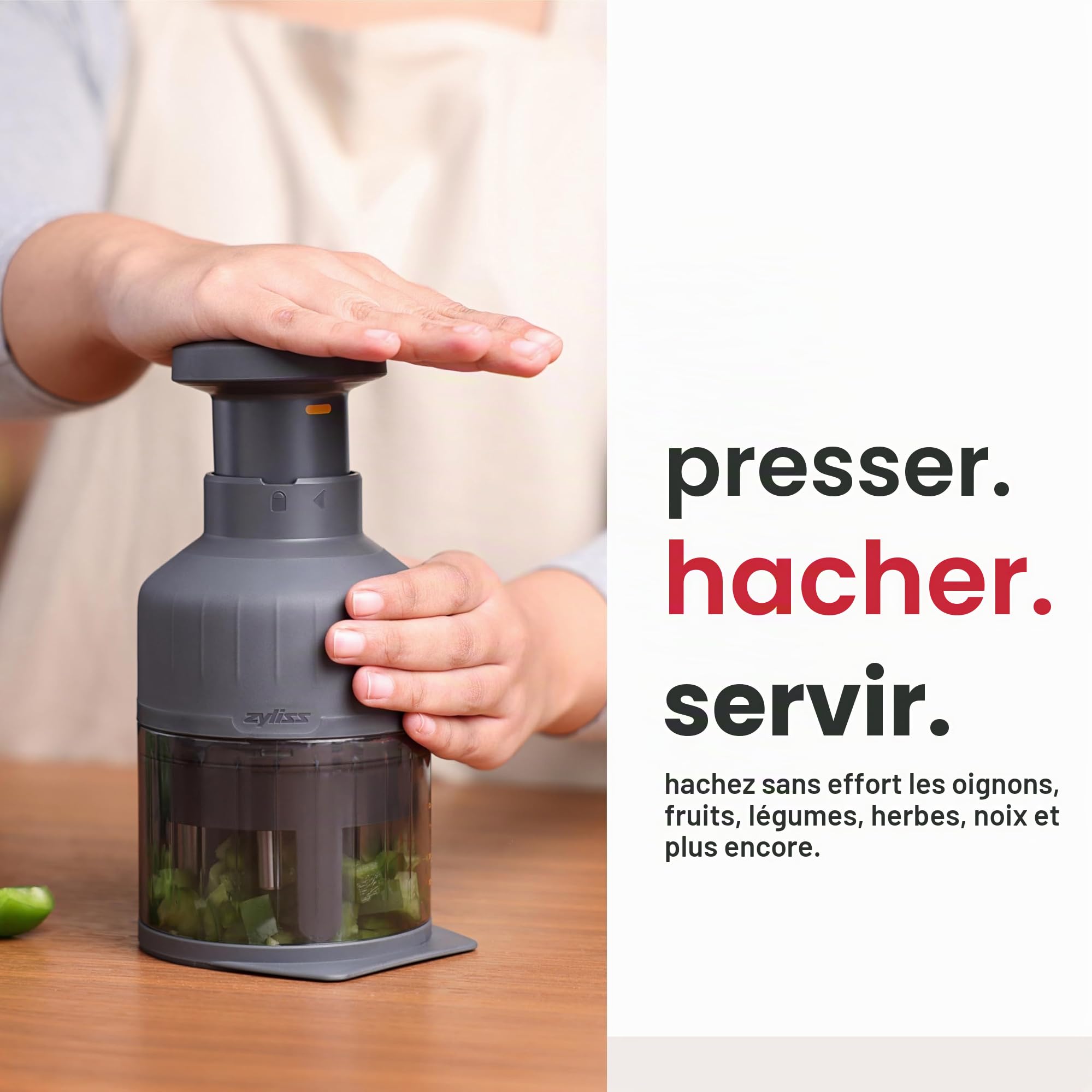 Zyliss Zick Zick 3 Hachoir Manuel Coupe Oignon Acier Inoxydable Éminceur Légumes Ail Herbes
