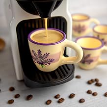 City to Cottage Ceramic Espresso Cups of 4, Small Expresso Shots, Demitasse, Perfect for Espresso Machine, Handcrafted Cups Cream Lavender Floral