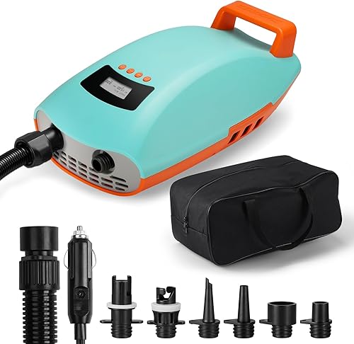 Miniatura 8 de Swonder Seawolf Bomba de tabla de remo, 30% más rápida, bomba de aire eléctrica SUP de 20 PSI con doble cilindro, doble etapa y sistema de