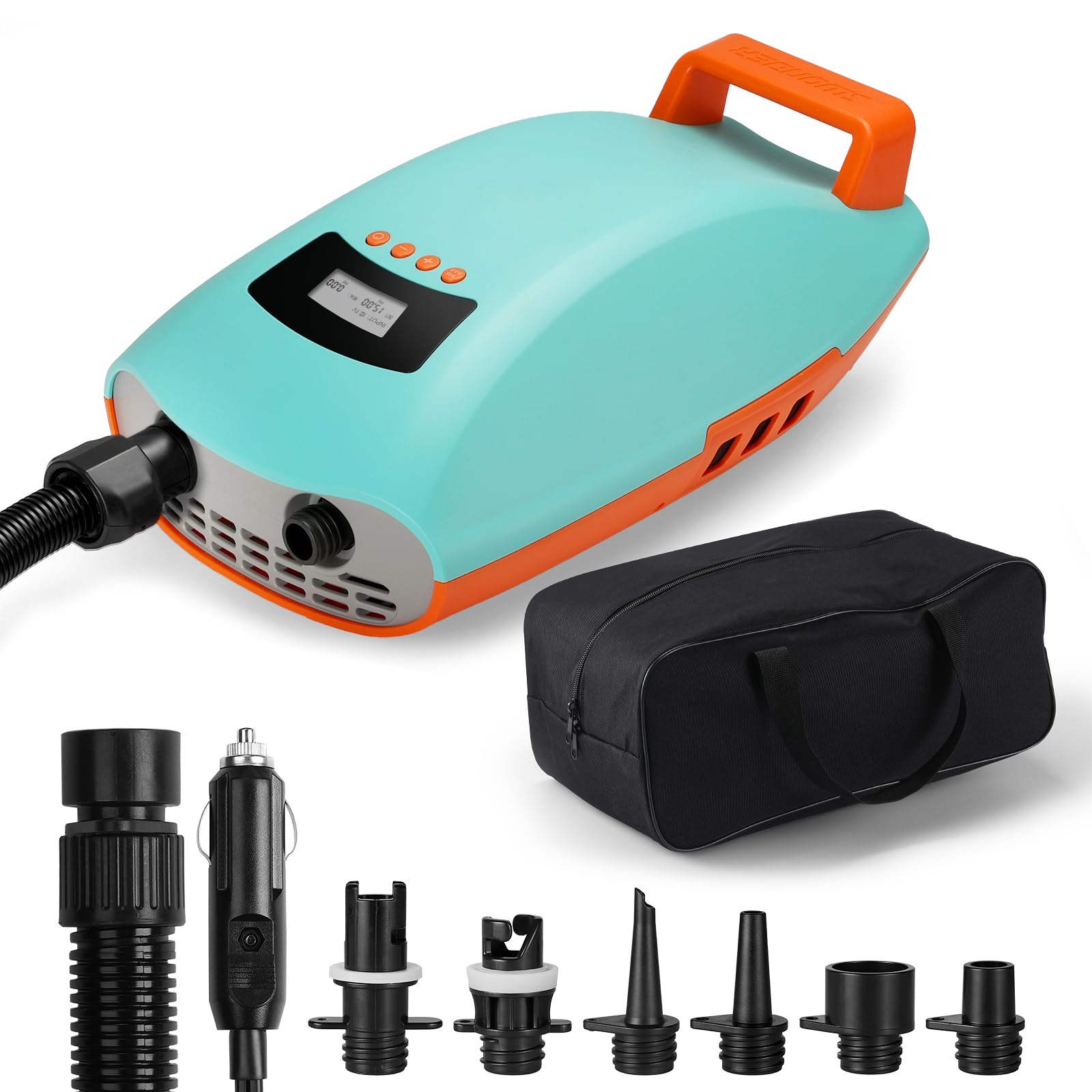 Swonder Seawolf Paddle Board Pump, 30% Faster 20 PSI SUP Electric Air Pump w/Dual Cylinder, Dual Stage & Active Cooling System, Supports 4 SUPs in a Row, 3 Colors Option