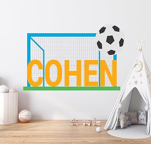 Miniatura 3 de Calcomanía de pared de fútbol con nombre personalizado, calcomanía de pared de fútbol, mural de pared de portería de fútbol personalizado,