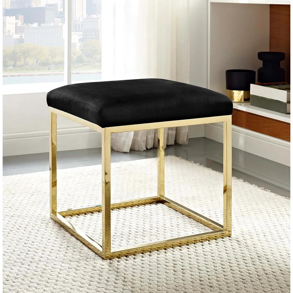 JUMBO CRAFTS Square Metal Ottoman/Sitting Stool/Living Room Furniture/Office Stool/Velvet Ottoman Footstool/Footrest Stool Pouffes Home Decor - Black (B0CTKW9CSY) Amazon Price History, Amazon Price Tracker