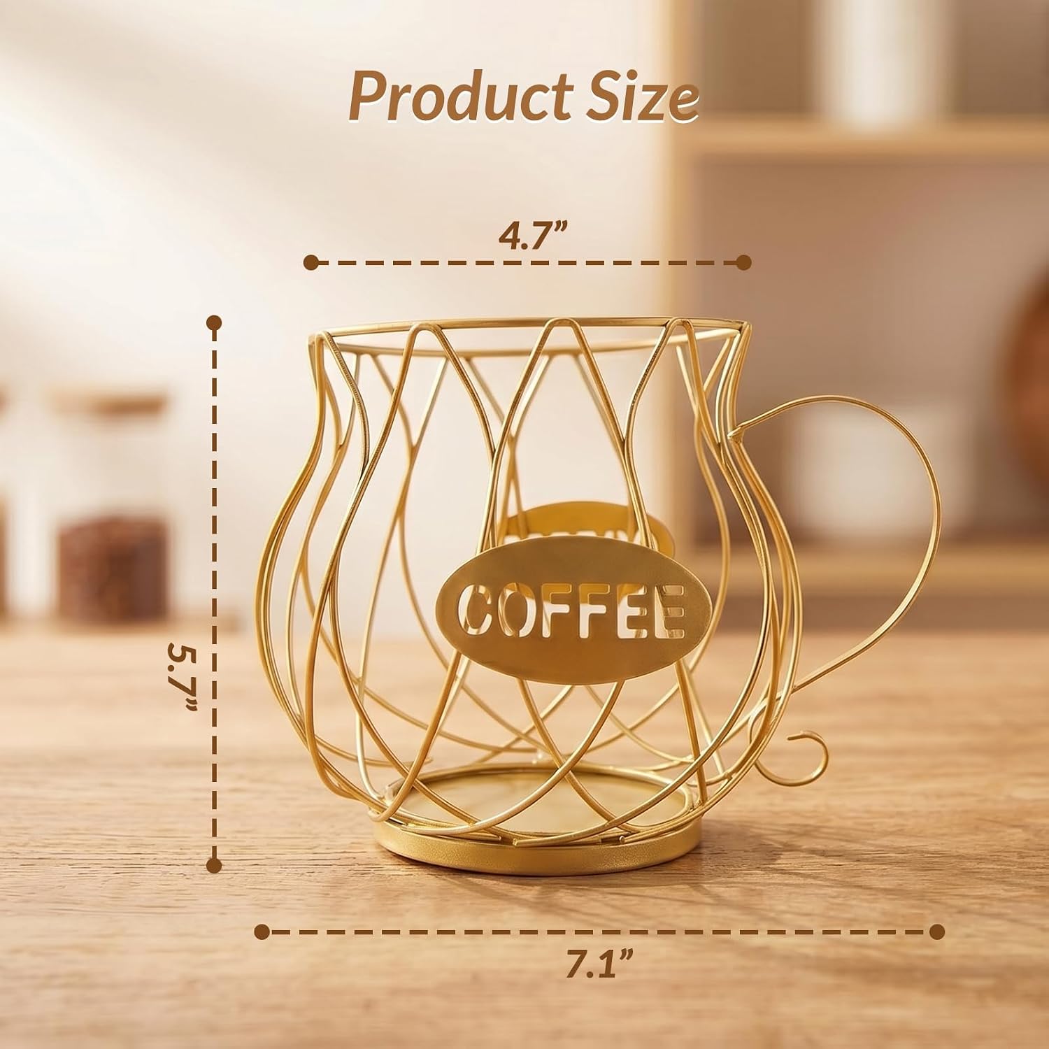 SpaceTime Coffee Pod Holder with Handle,Large Capacity Iron Coffee Capsule Organizer for Kitchen Bar Countertop & Office Desktop,Sturdy Coffee Pod Basket for Coffee Pods Fruit Snack Storage (Black)