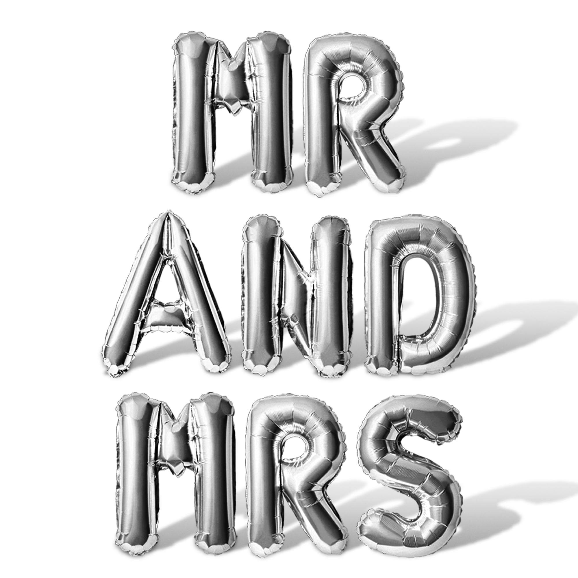 Letter Balloons - MR AND MRS 16" Inch Alphabet Letters Foil Mylar Balloon Engagement or Bridal Party Banner (Silver)