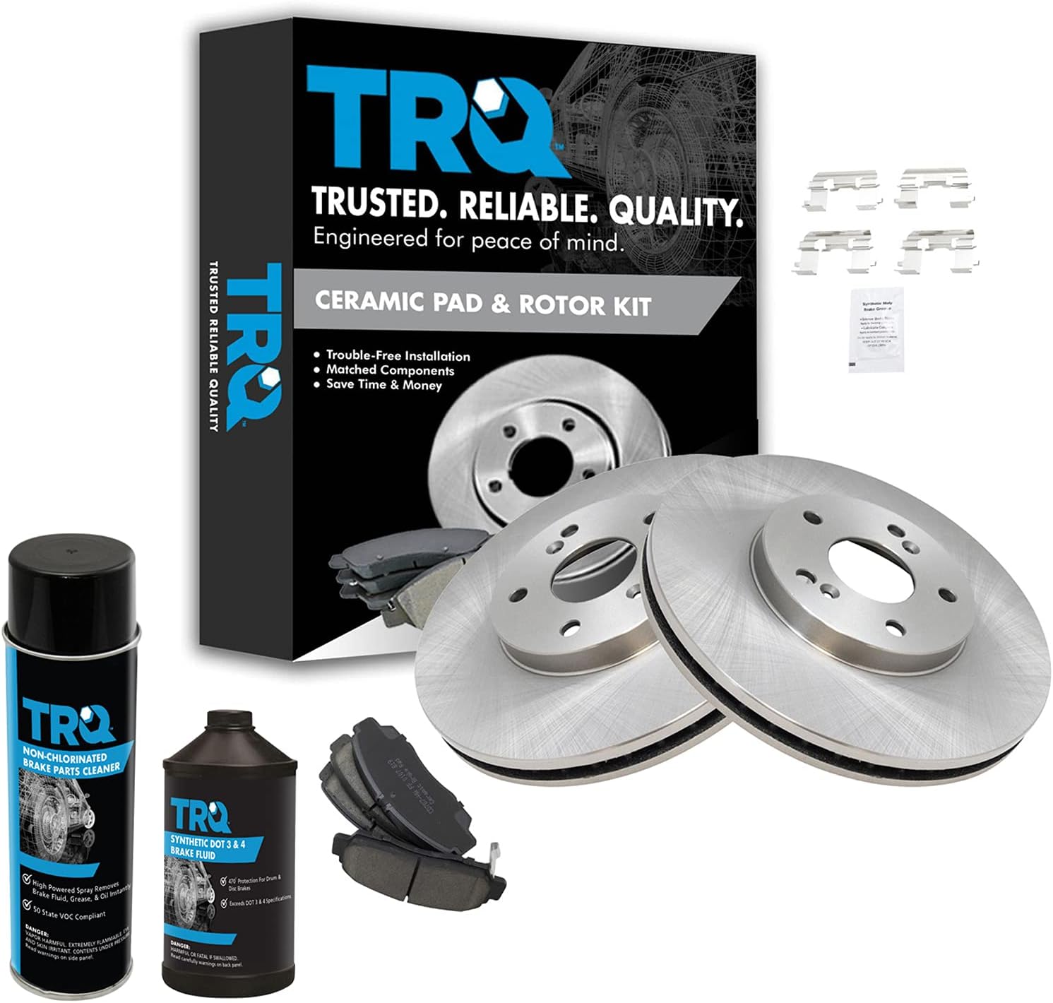 TRQ Front Brake Pad & Rotor Kit Brake Chemical Kit Brake Pads Brake Rotor Ceramic Compatible with 2001-2003 Acura CL 1999-2008 TL 2004-2010 TSX 2003-2010 Honda Accord