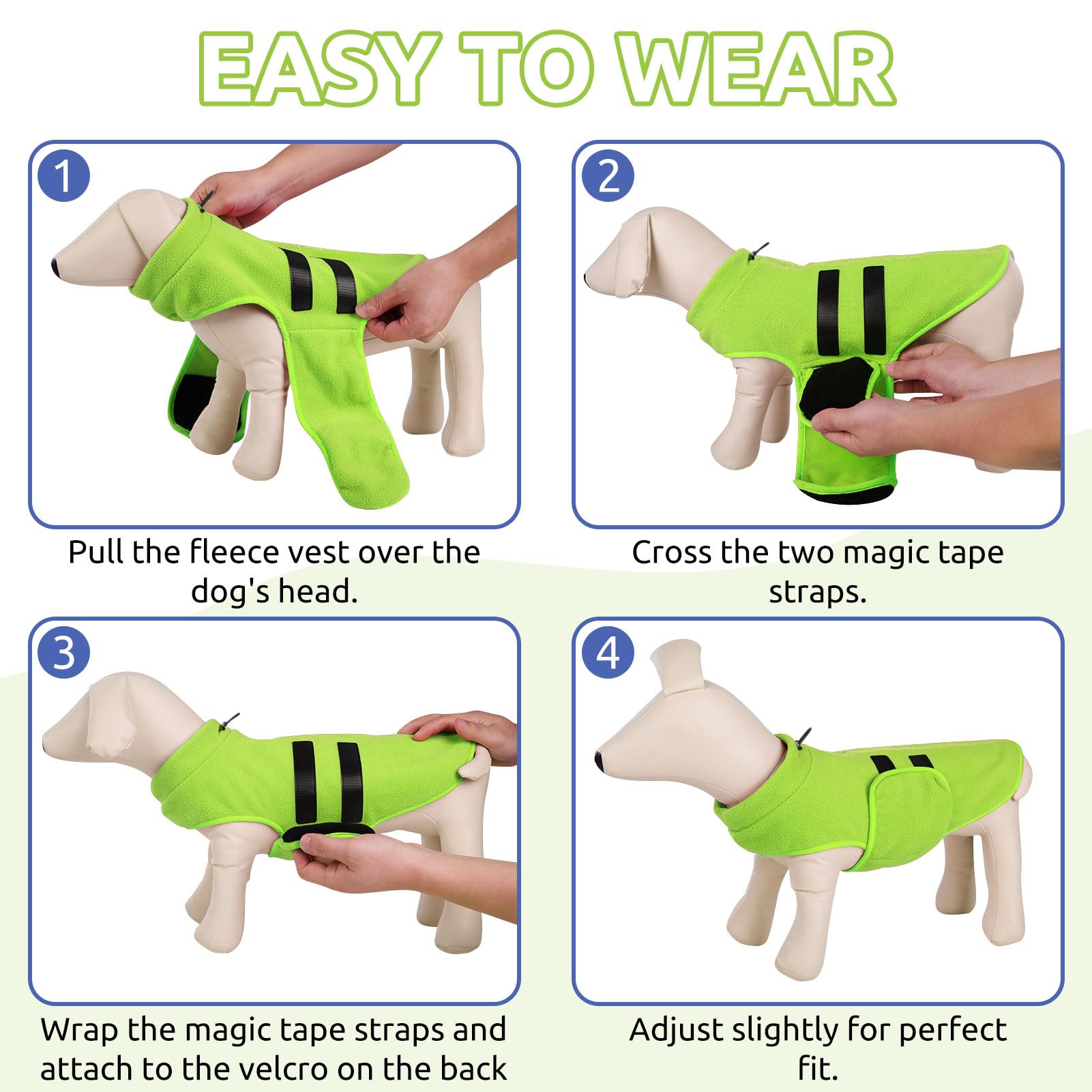 PUZAUKAL Maglione per Cani e Gatti con Imbracatura - Morbido Pile per Taglia Piccola, Media e Grande - Gilet Caldo Verde (XS)