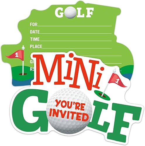 ERHACHAIJIA 15 tarjetas de invitaciones con forma de pelota de golf con sobres, divertidas fiestas de cumpleaños, fiestas deportivas, baby shower,