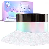 Vista 19 de Ceya Polvo de Mica de Interferencia, 50g/1.8oz Polvo de Uñas Cromado Blanco Hielo, Pigmento de Efecto Perlescente de Cambio de Color de Grado