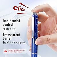 Vista 3 de WRITECH Clictek Pluma estilográfica retráctil: tinta azul, plumín mediano, barril transparente, set de regalo incluye 5 cartuchos de tinta para una