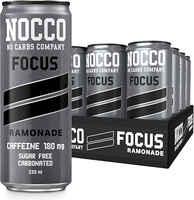 NOCCO Energy Drink | 180mg Caffeine sugar free drinks enhanced with vitamins | pre workout fizzy drinks 12 x 330ml (Ramonade)