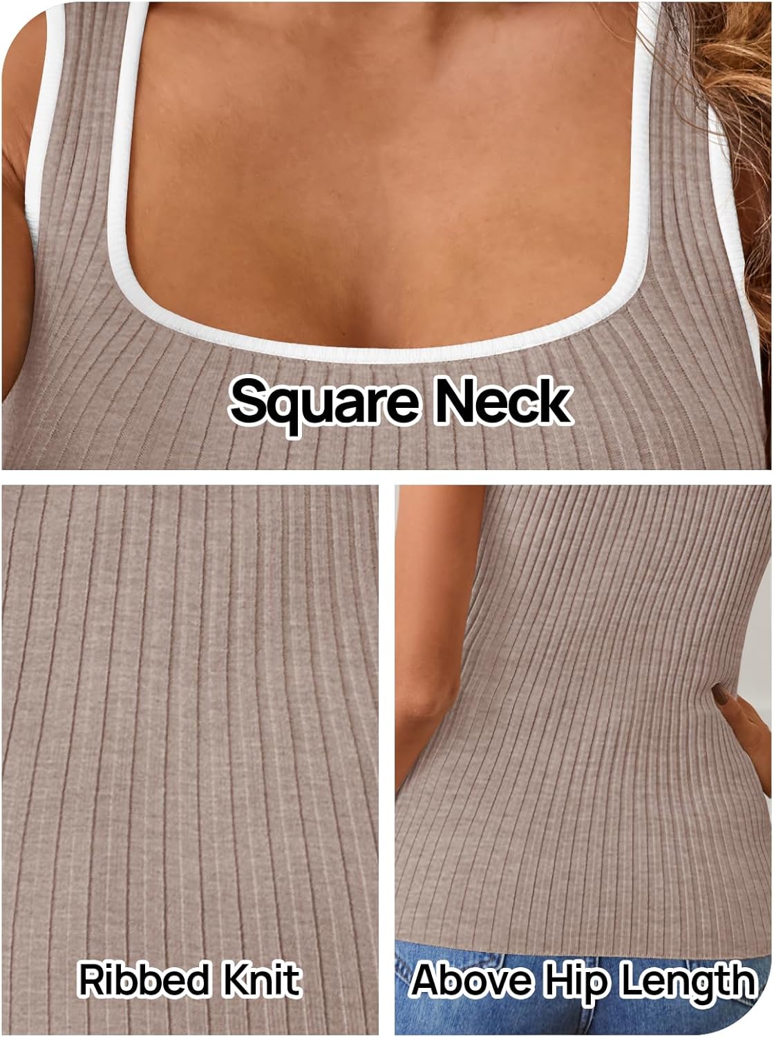 MEROKEETY Women's Sleeveless Square Neck Tank Tops 2026 Slim Fitted Color Block Knit Shirts Summer Basic Sweater Vest - Image 7