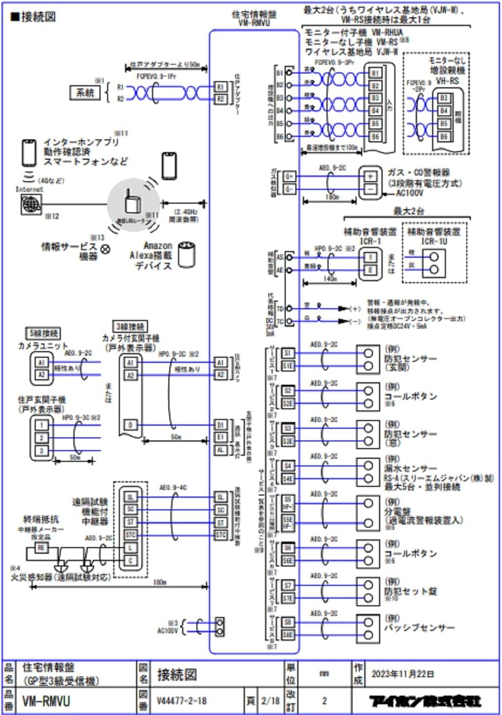 Aiphone VM-RMVU Wiring Diagram