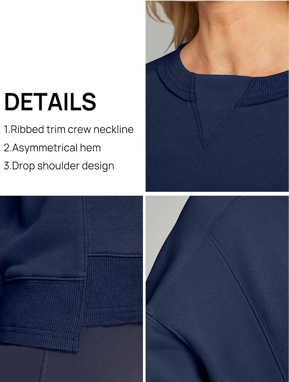 MEROKEETY Women's Oversized Cropped Sweatshirts Crewneck Trendy Workout Pullover Sweater Fall Outfits - Image 5