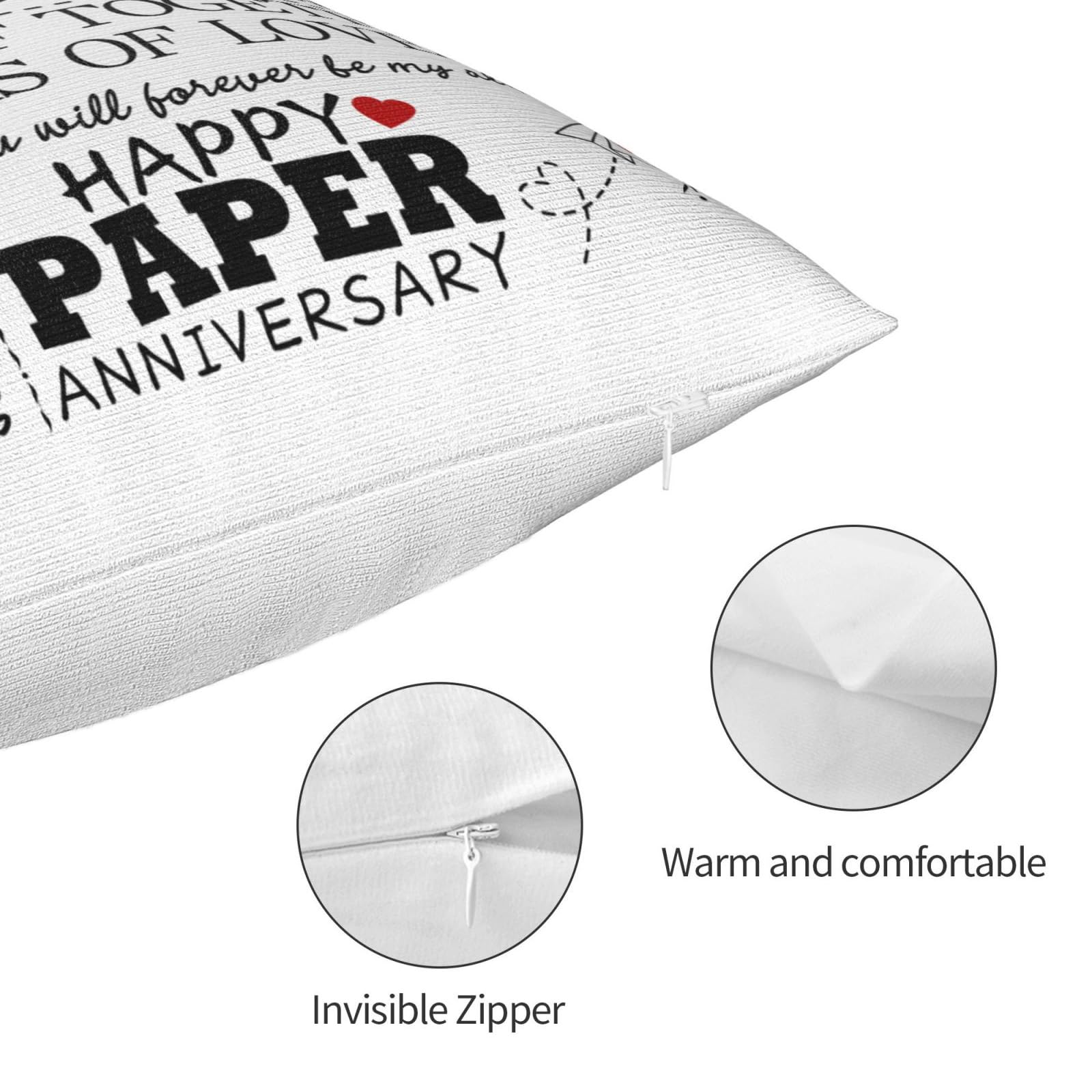 1st Anniversary Cushion Cover Gift for Him Her 1 Year Anniversary Wedding Gifts Decorations for Couple Boyfriend Girlfriend Men Women Husband Wife - Image 4