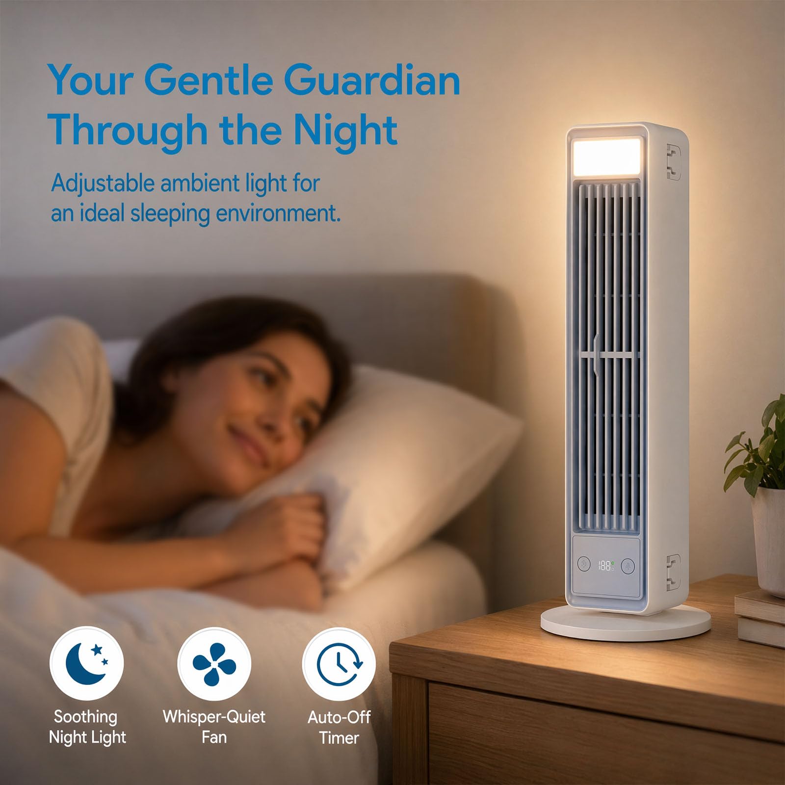 Tragbare Klimaanlage, Mobiler Luftkühler leise mit 3 Geschwindigkeiten, Energieeffizienter Ventilator ohne Flügel, Mini Air Conditioner für Schlafzimmer, Büro und Zuhause, Weiß
