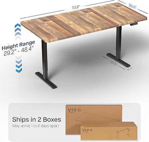 Vista 373 de VIVO DESK-KIT-1W6G - Escritorio eléctrico de pie de 60 x 24 pulgadas, ajuste de altura de memoria, serie 1B, parte superior de nogal oscuro de una