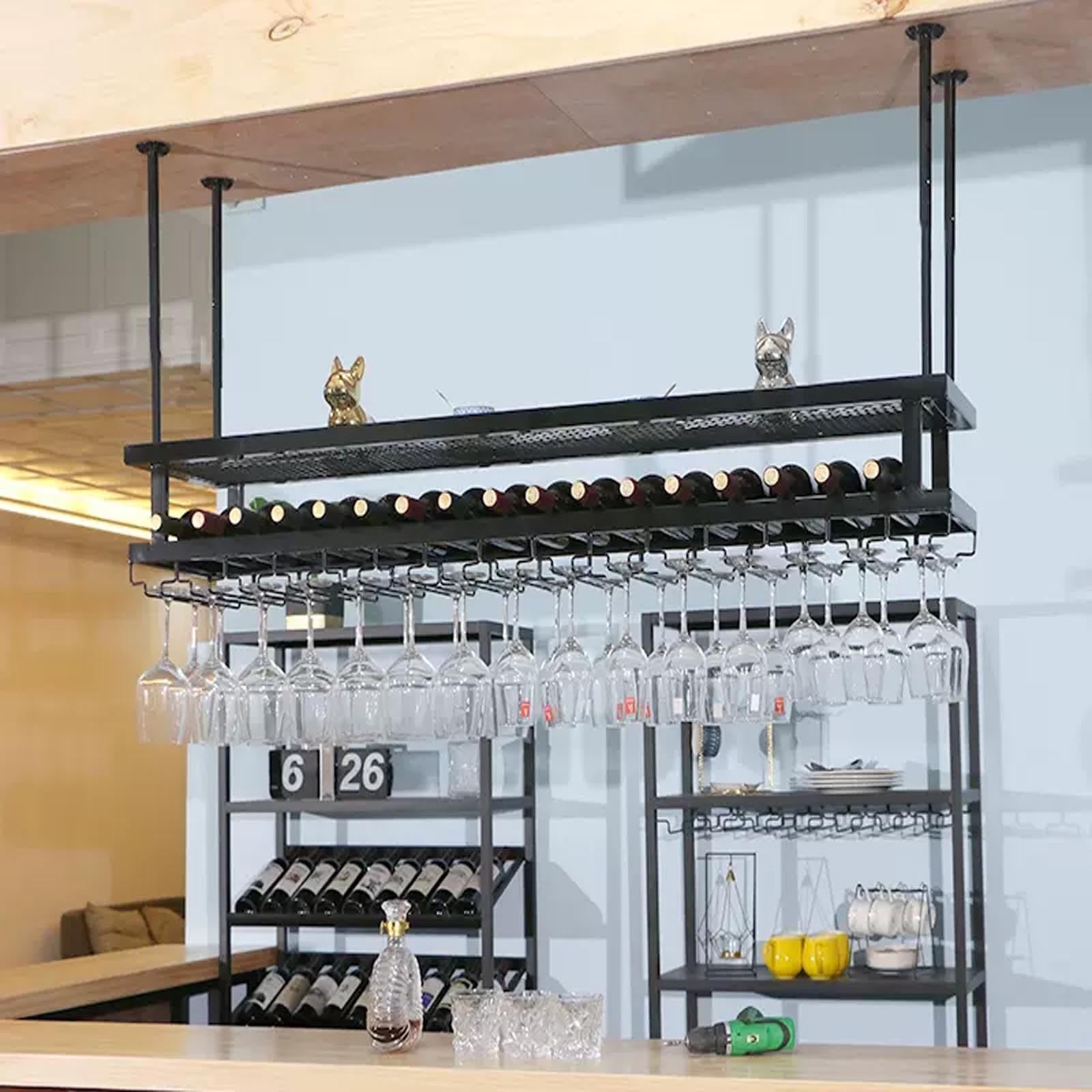 Casiers à Vin Plafond en Métal pour Créer une Ambiance Bar Industriel à la Maison
