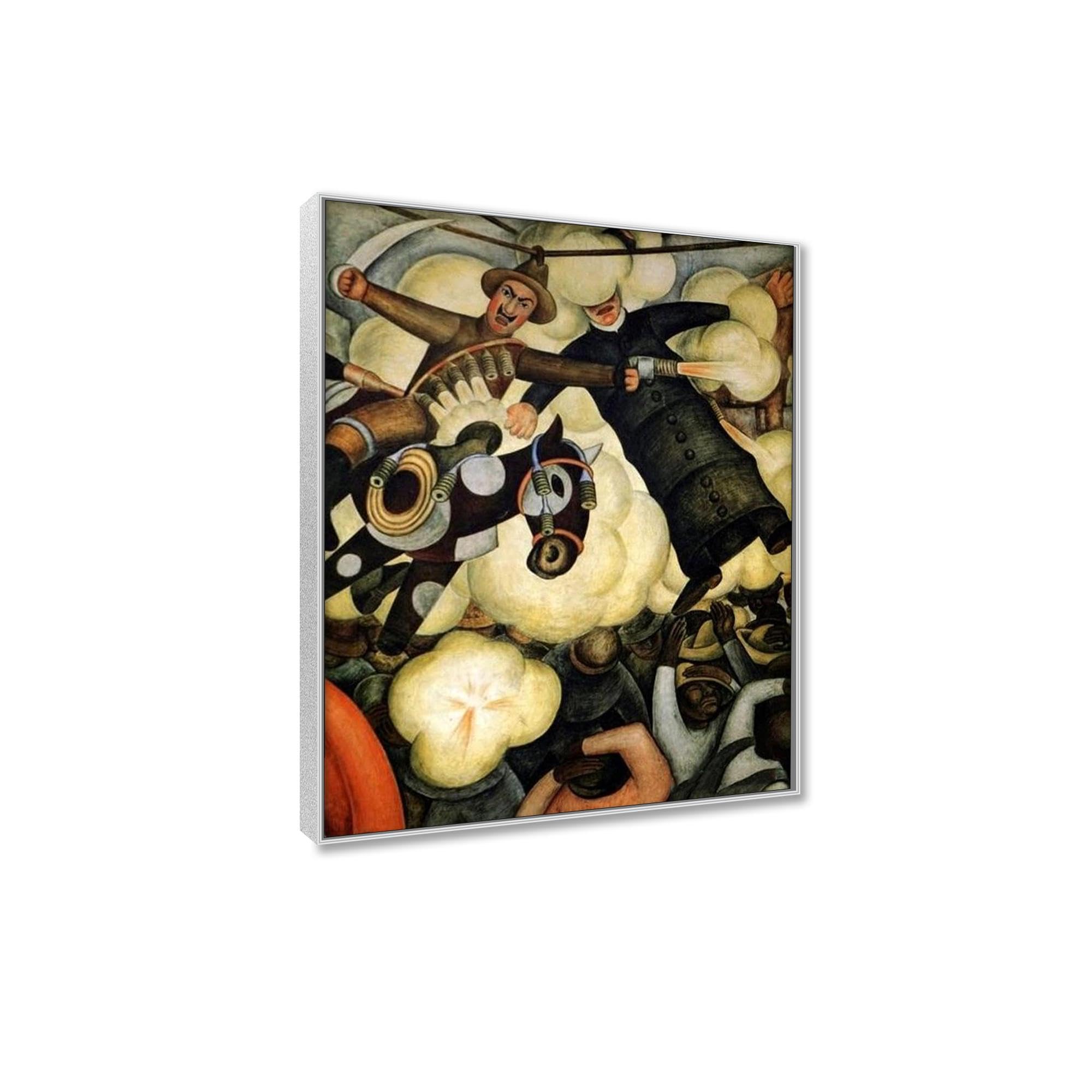 Famous Painting Print on Canvas-Digo Rivea Framed Wall Art Canvas Prints-'The Burning of the Judases' Artwork Poster Reproduction on Canvas Pictures for Wall Decor70x90cm(28x35in) Silver frame