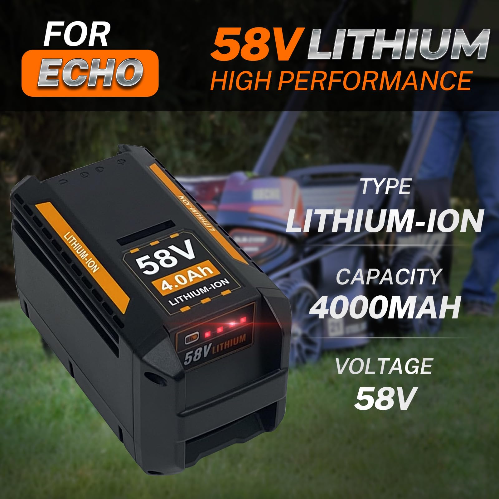 Amazon.com : 4.0Ah Lithium Battery Replacement for Echo 58V