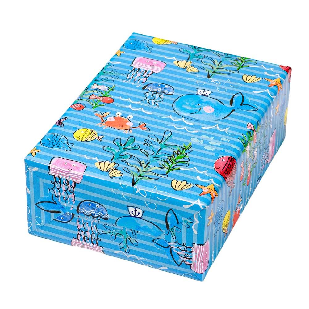 Geschenkpapierrolle XL Nemo | Dekor Fische im Meer 50 cm x 200 m | Secare Geschenkpapier große Rolle | HUTNER