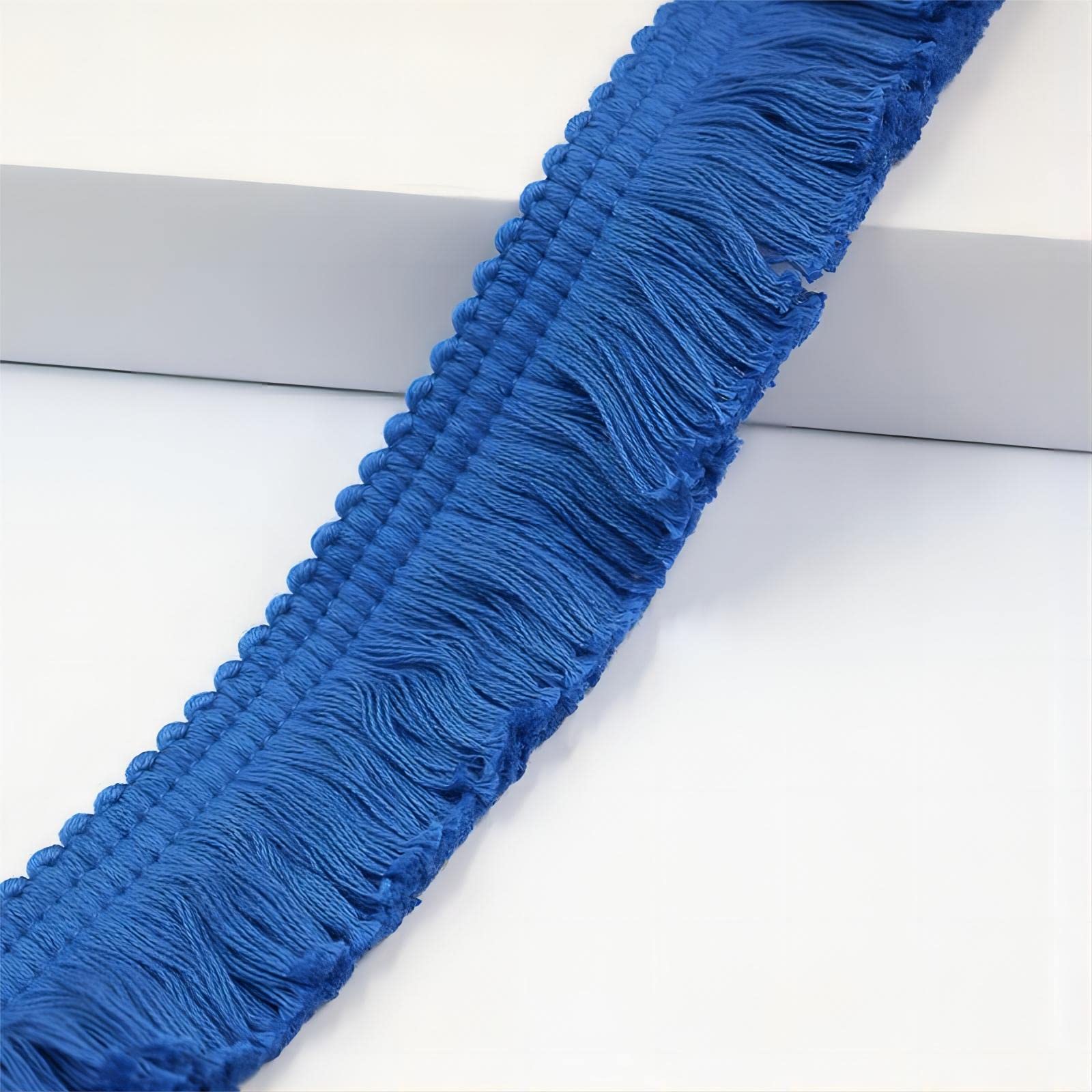 6 Meters 3.8cm Fringe Tassel Trim Macrame Tassel Ribbon Lace Trim Cotton Tassel Fringe Lace Edging Trim Ribbon Fabric Fringe Trim for Clothes Curtain Blanket Hammock Umbrella Decor Sewing (Sapphire)