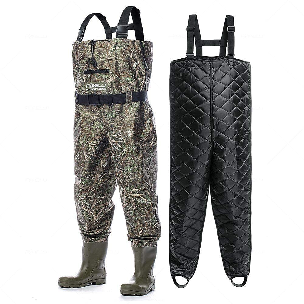 Foxelli Camo Nylon Waders & Insulated Liner Bundle Includes Fishing