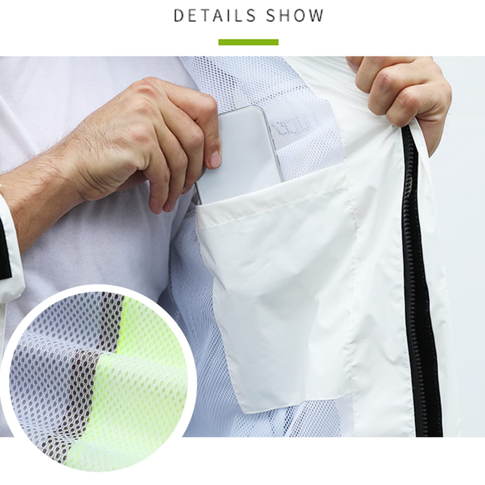 Hombres Abrigo de Lluvia Impermeable (Chaqueta y Pantalones de Lluvia) Traje de Lluvia Unisex Transpirable Equipo de Lluvia a Prueba de Viento para Deportes, Senderismo, Ciclismo - Blanco