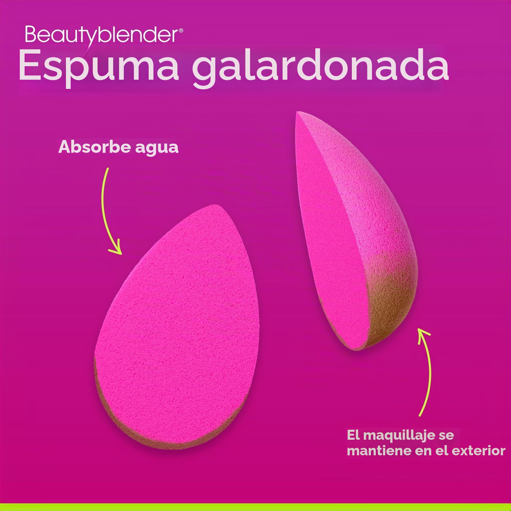 Beautyblender® Original Rosa Esponja de Maquillaje Mezcla Bases Polvos Cremas Reutilizable Lavable