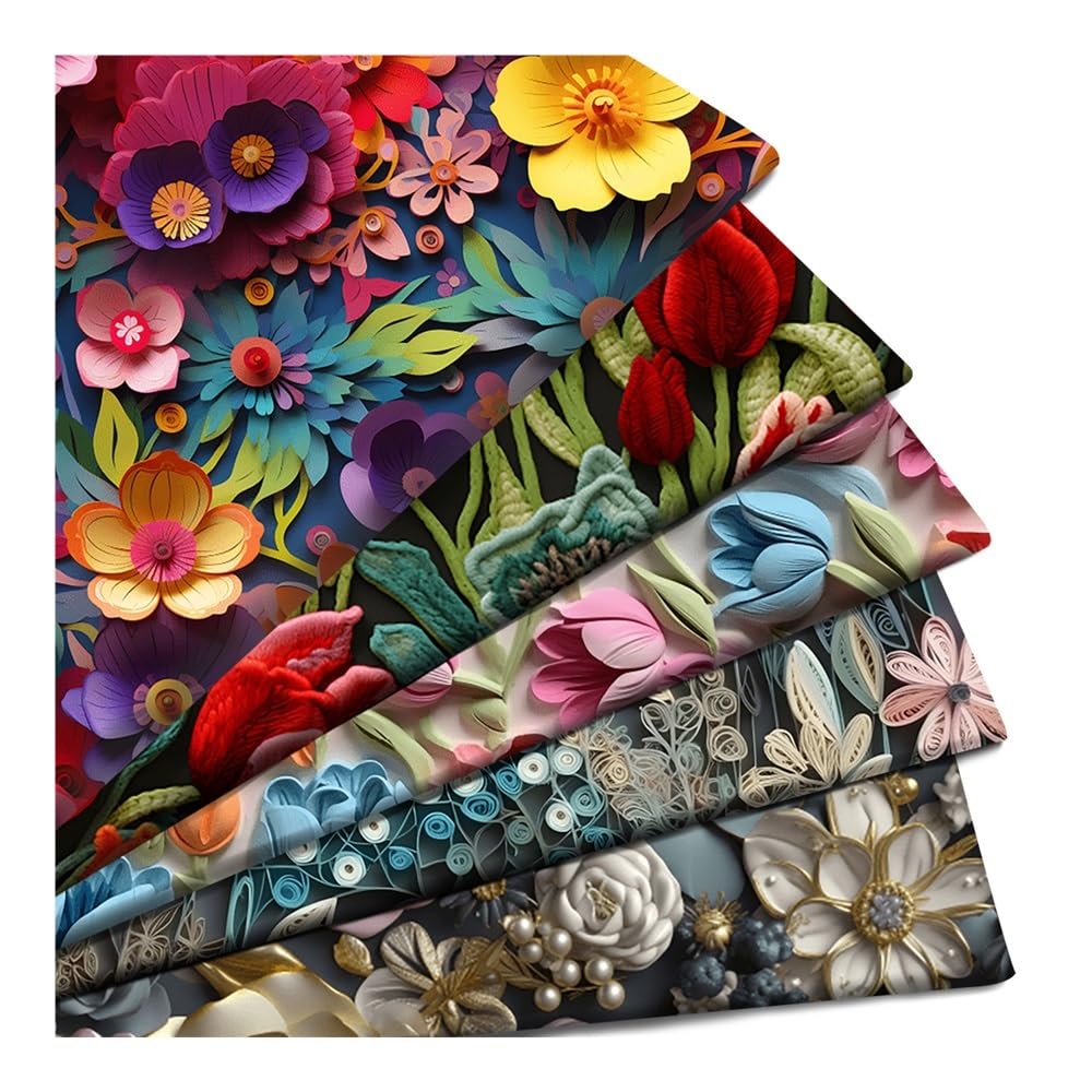 50 x 145 cm, diseño de gato, estampado floral 3D, tela de poliéster/algodón puro, tela de costura (4772, 50 x 145 cm, algodón de poliéster)
