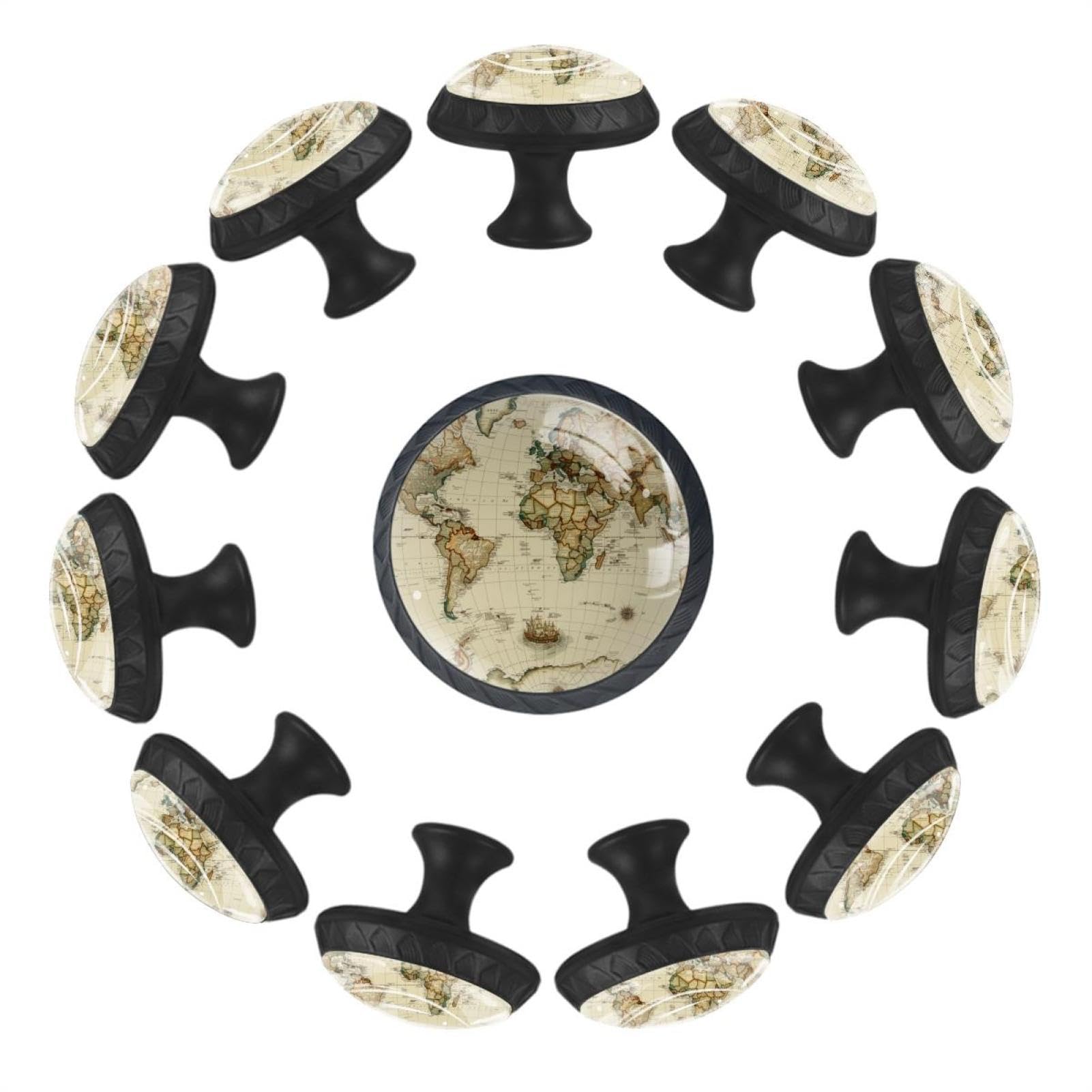 Boutons en verre de cristal boussole vintage pour tiroir et armoire x12