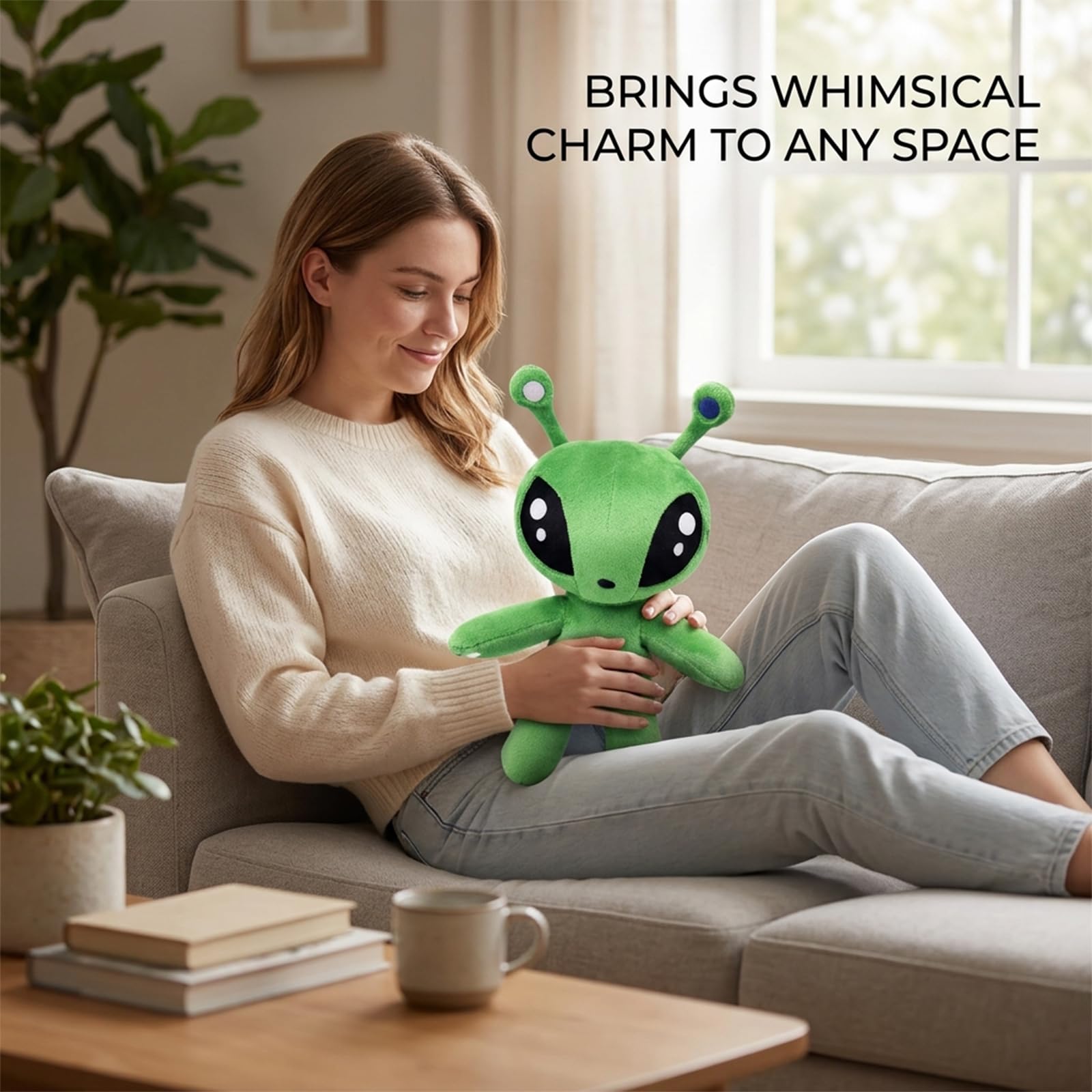 Alien Plush, Green Space Alien Plush Doll, Extraterrestrial Soft Toy, Soft Alien Creature Pillow Figure, Cute Plushies for Boys and Girls, for Bedroom Decor and Imaginative Play — view 4