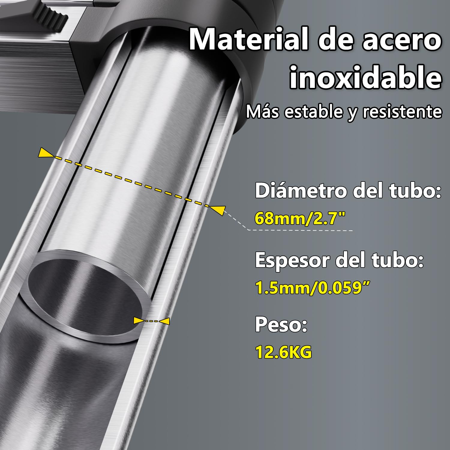 Escalera telescópica de Acero Inoxidable, 3,8m Escalera Extensible Portátil con Patas Antideslizantes, Ideal para áticos, techos, autocaravanas, decoración y Mantenimiento