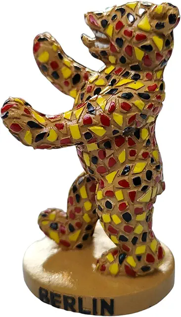 Berliner Bär Statue 10cm - Handbemalte Polyresin Figur mit Berlin Podest