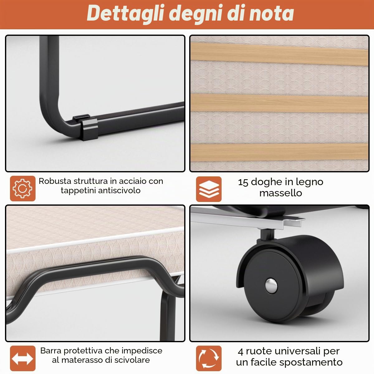 GIANTEX Letto Singolo Pieghevole con Materasso e Portata 120 kg