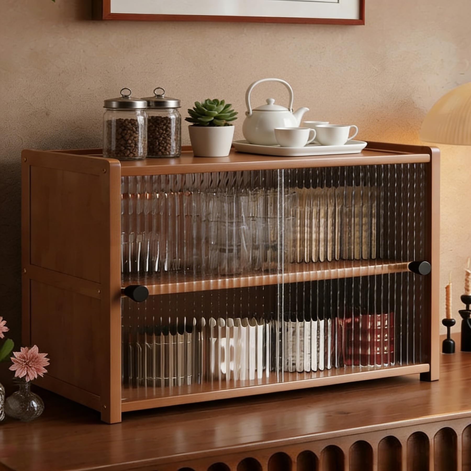 BHGFYXBS Kitchen Sto Cabinet Free Standing 3 Tier Pantry Sideboard With Cabinet Doors & Removable Shelves Versatile Countertop For Se Jars & Kitchen Tials 50Cm,2 Tiers-50Cm,2 Tiers-50cm