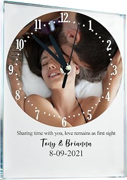 Tina&Co Custom Wall Clock Personalized Wall Clock with Photo/Image Text Non-Ticking Clock Silent Customized Digital Wall Clocks Dual-use Clock for Wall or Table