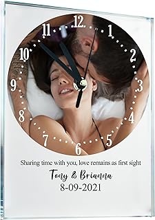Tina&Co Custom Wall Clock Personalized Wall Clock with Photo/Image Text Non-Ticking Clock Silent Customized Digital Wall Clocks Dual-use Clock for Wall or Table