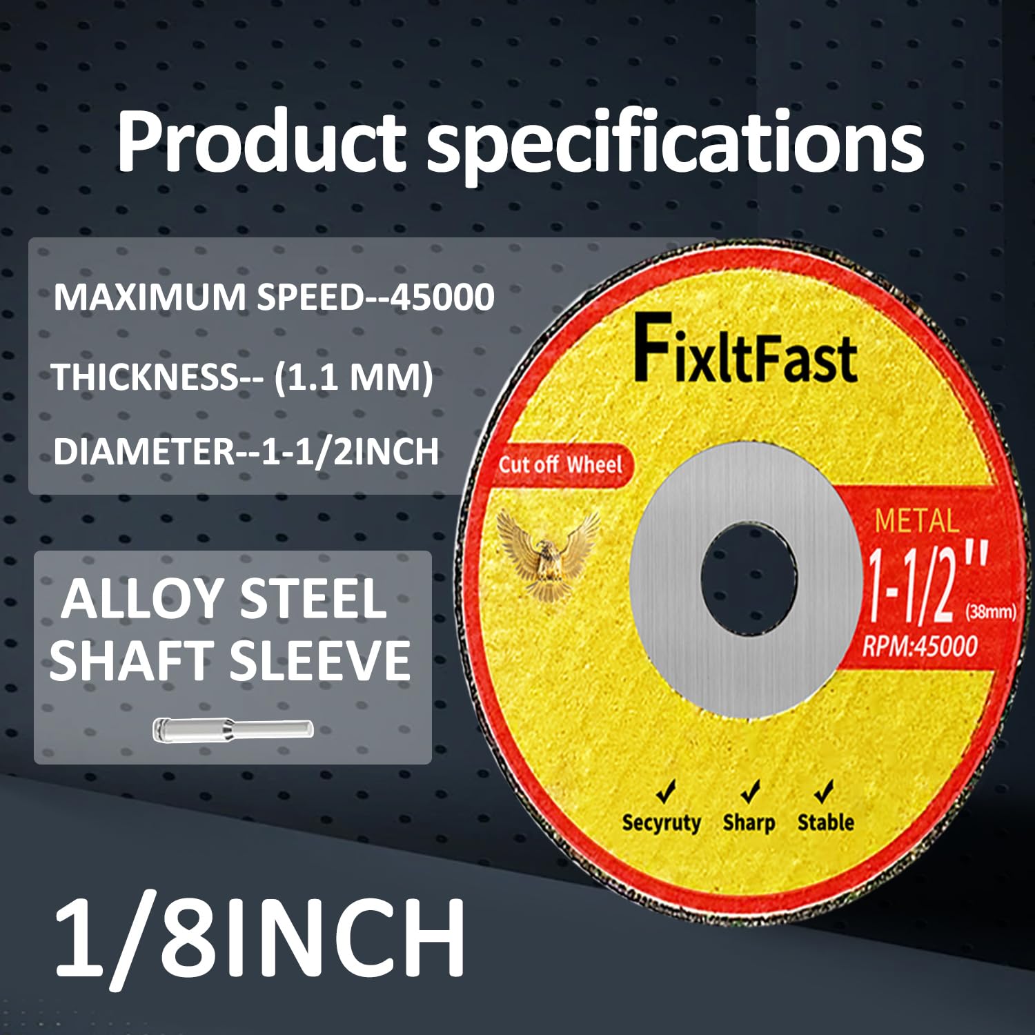 FIXLTFAST Trennscheibe aus glasfaserverstärktem Metall, 3,8 x 0,3 cm, für Drehwerkzeug-Zubehör, inklusive Spanndornen, 11 Stück