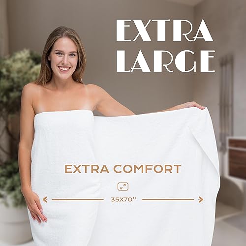 Miniatura 107 de White Classic Juego de toallas de baño suaves de lujo de algodón de 21.16 oz/m², extra grandes, 35 x 70 pulgadas, altamente absorbentes y de secado