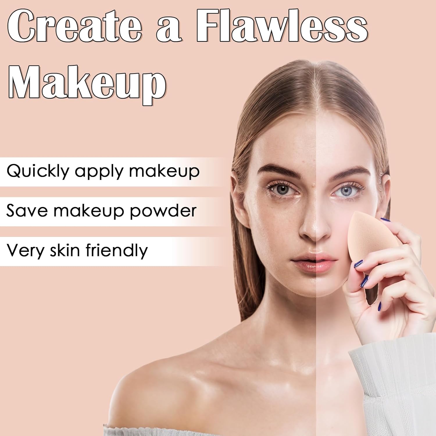 Makeup Brush Set, 52Pcs Makeup Tool Set Premium Synthetic Foundation Concealers Powder Eye Shadows Makeup Brushes Kit for for Beginner Professional, Beige - Image 9