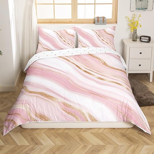Miniatura 3 de Funda de edredón de mármol, funda de edredón con purpurina bronceada, tamaño matrimonial para niños, niñas, adolescentes, adultos, mujeres, juego de